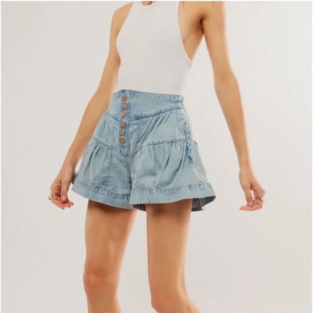 M Free People Jean Shorts We The Fleur Denim Light Blue